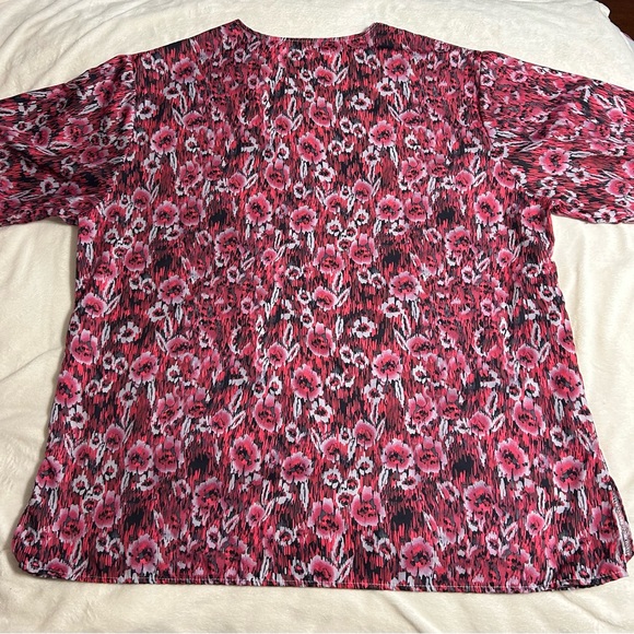 Barely worn 3XL Medical Scrub Top. Rose, Pink, and Purple - Picture 2 of 2